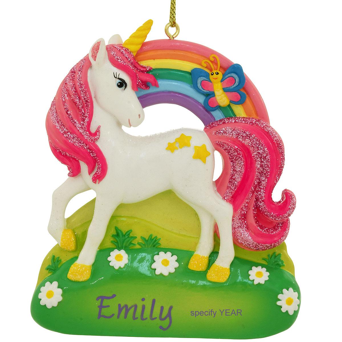 Unicorn With Rainbow Ornament