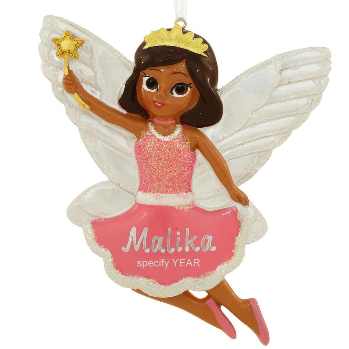 Personalized African American Fairy In Pink Dress