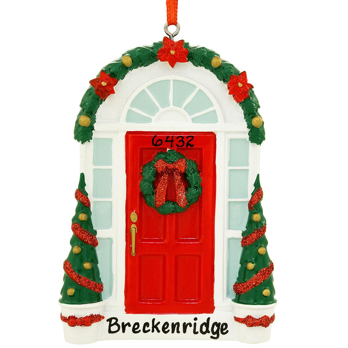 Personalized Red Door With Wreath