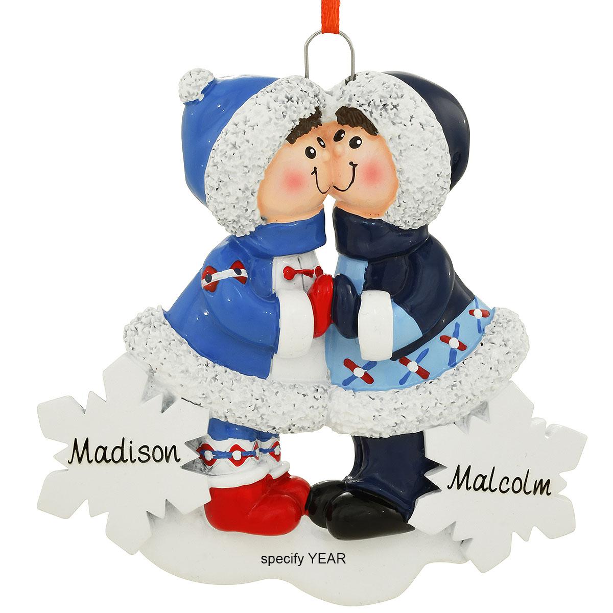 Personalized Snow Kisses Ornament