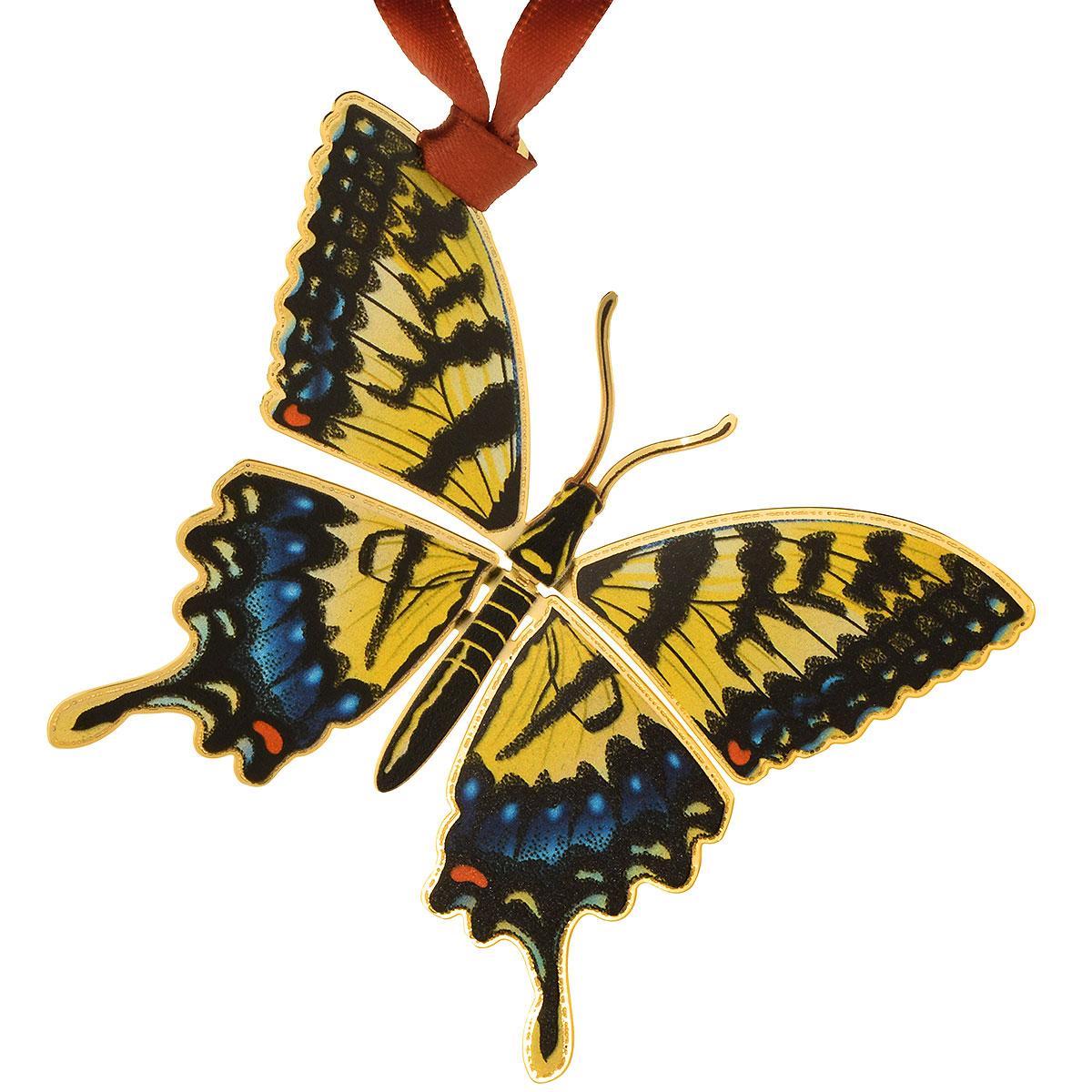 Yellow Butterfly Metal Ornament