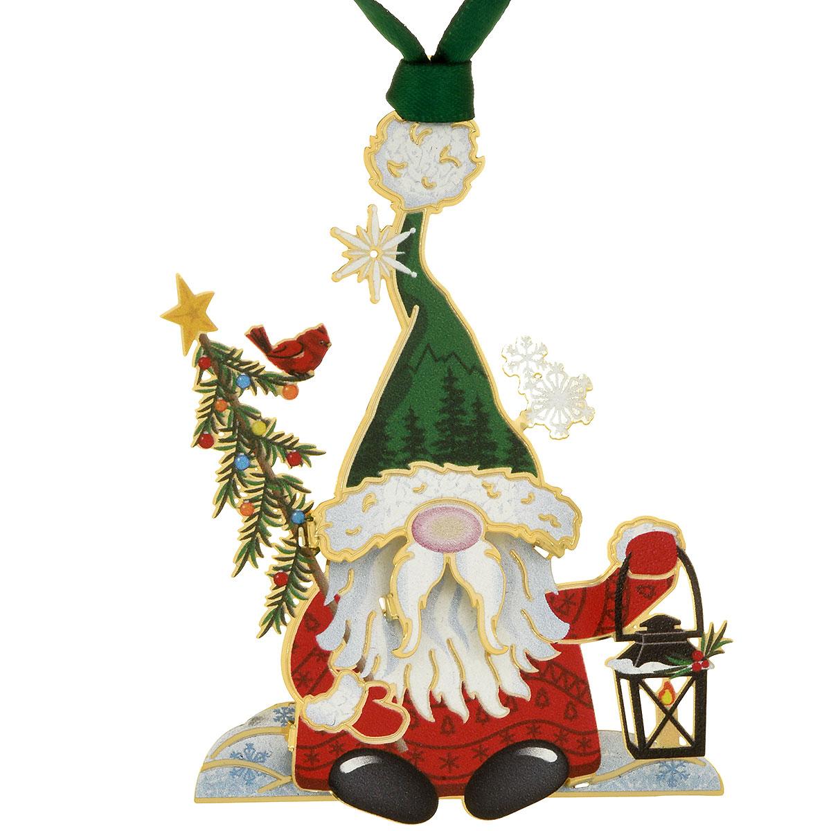 Holiday Gnome Metal Ornament