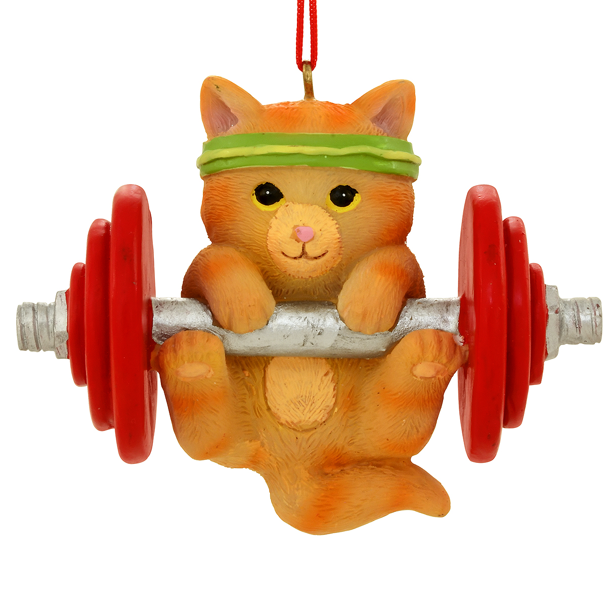 Weightlifting Kitty Resin Ornament