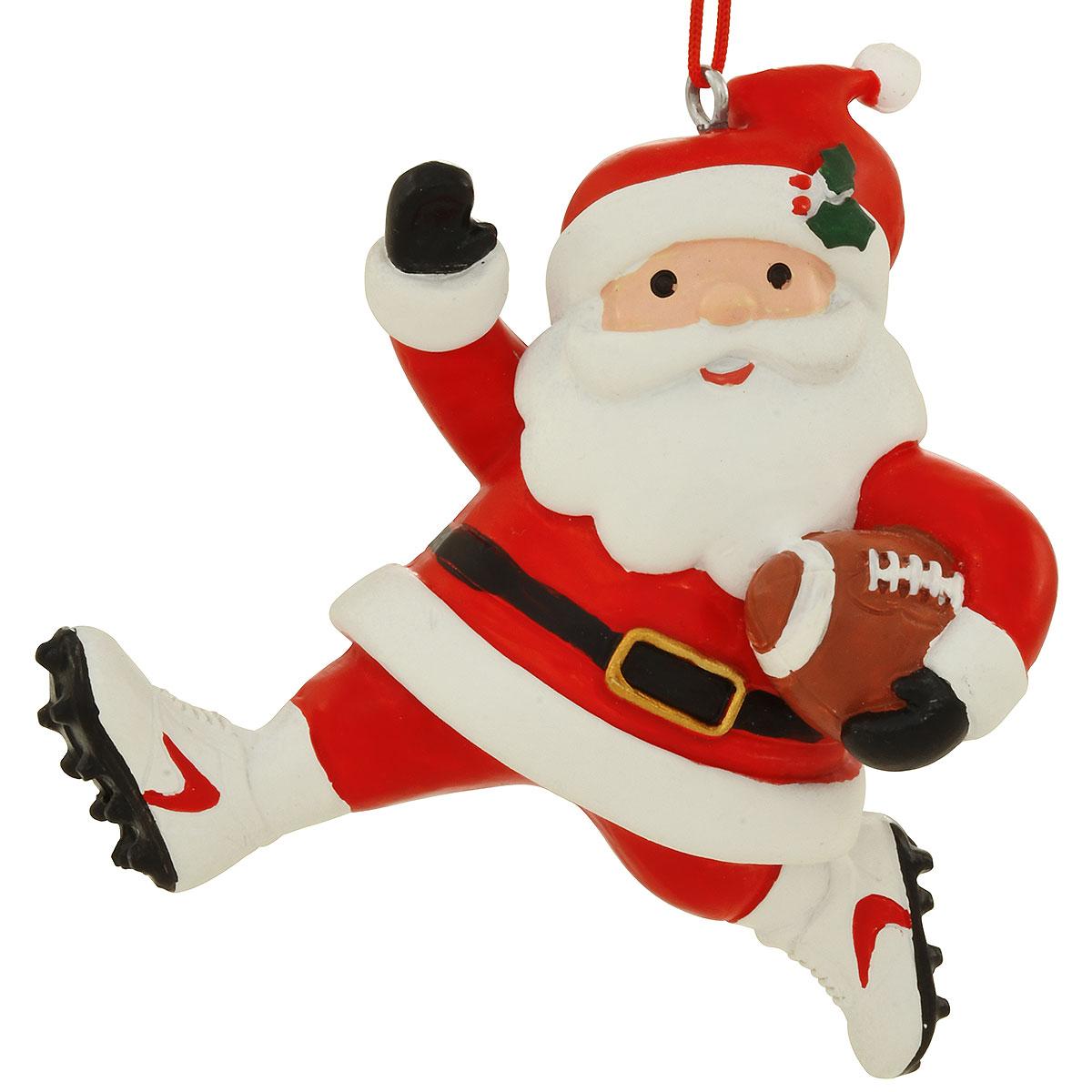 Santa with football ornament