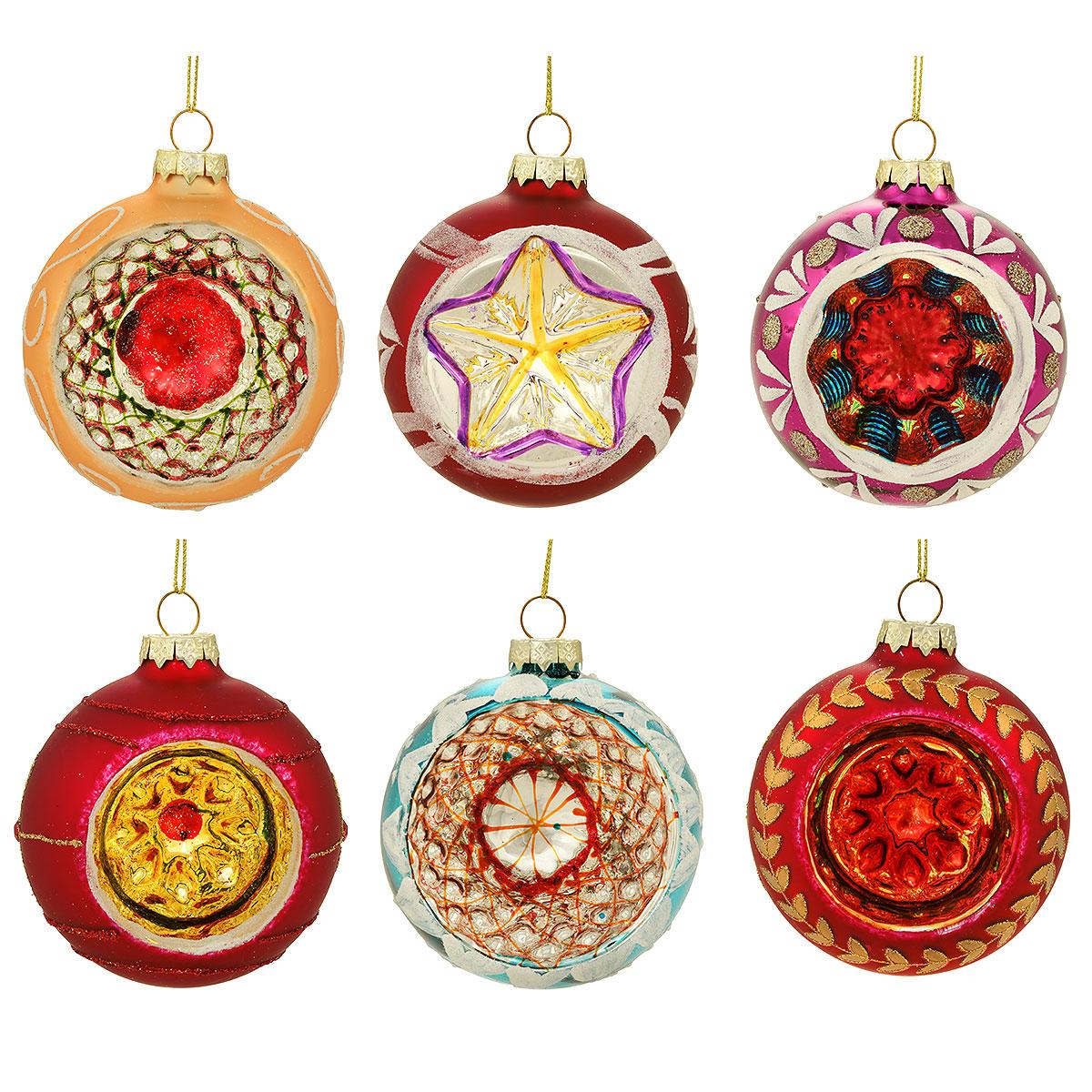 Retro Reflector Glass Ornament Set