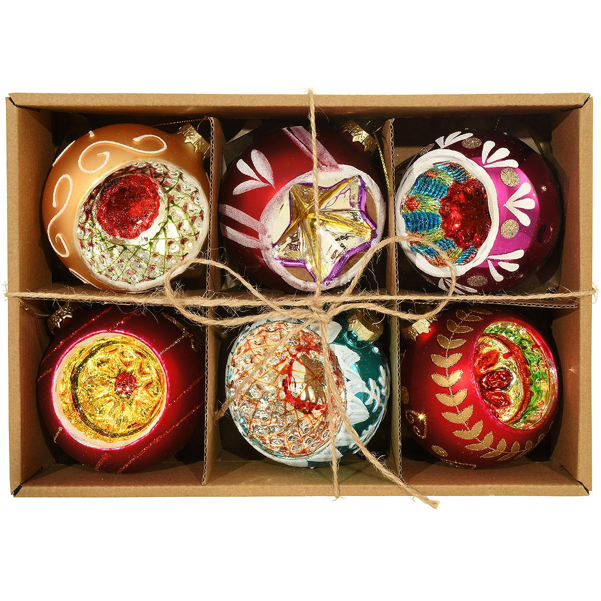 Retro Reflector Glass Ornament Set