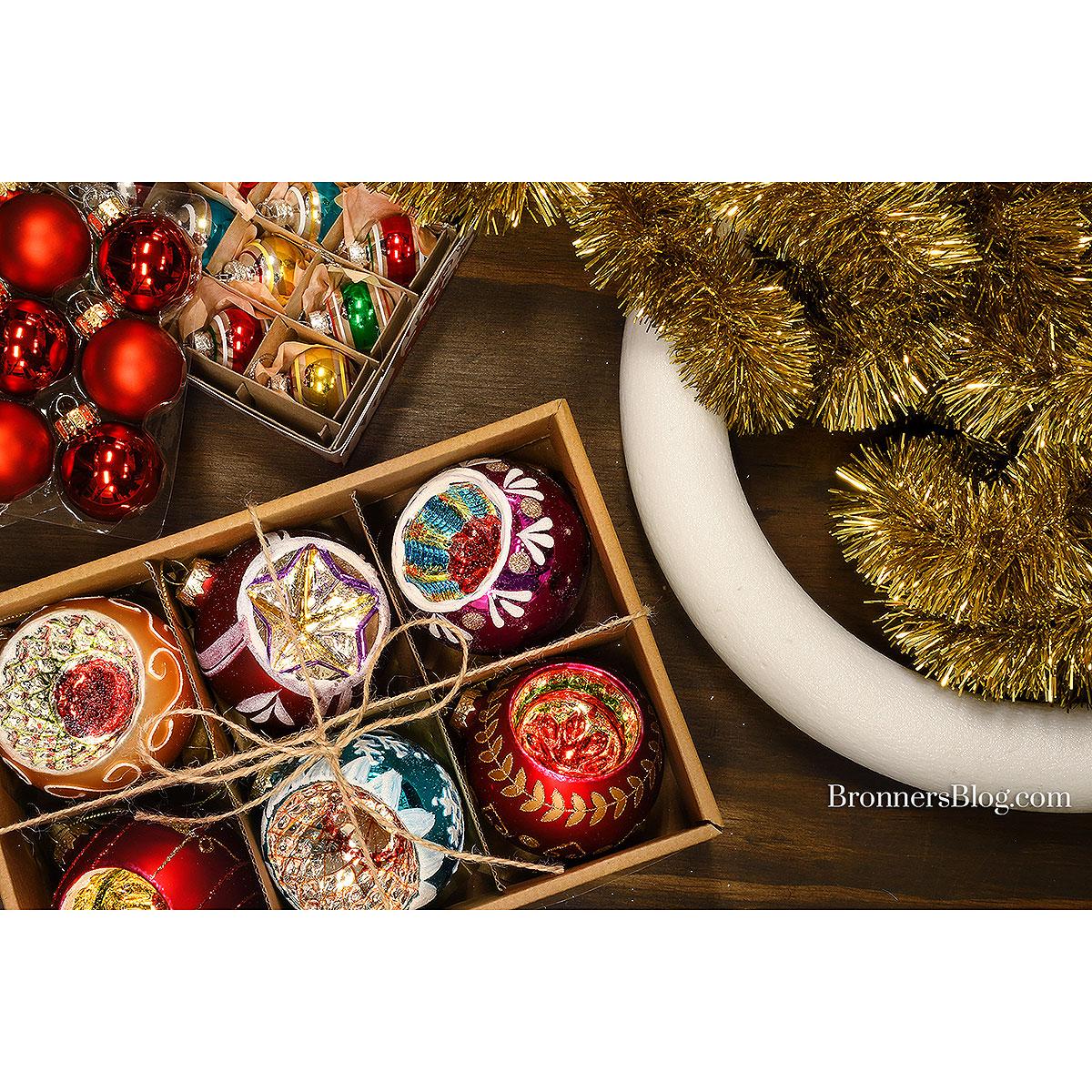 Retro Reflector Glass Ornament Set