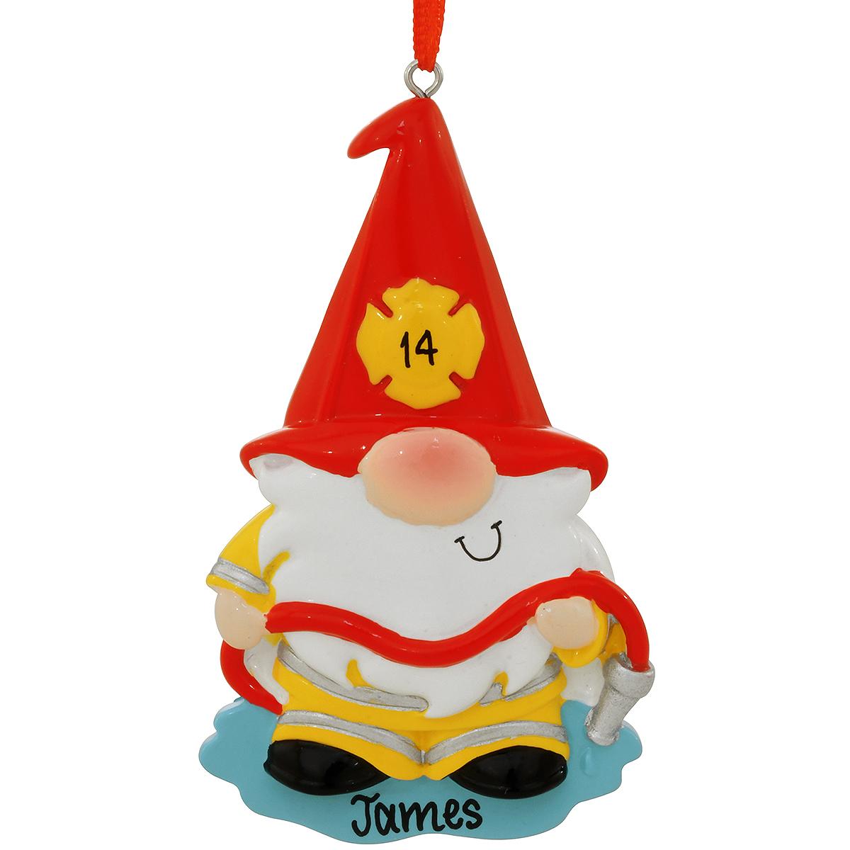 Personalized Gnome Fireman Ornament