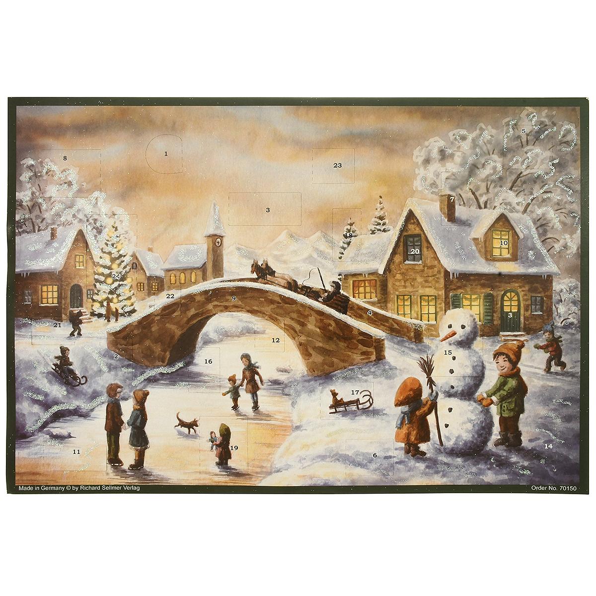 Village Bridge Scene Paper Advent