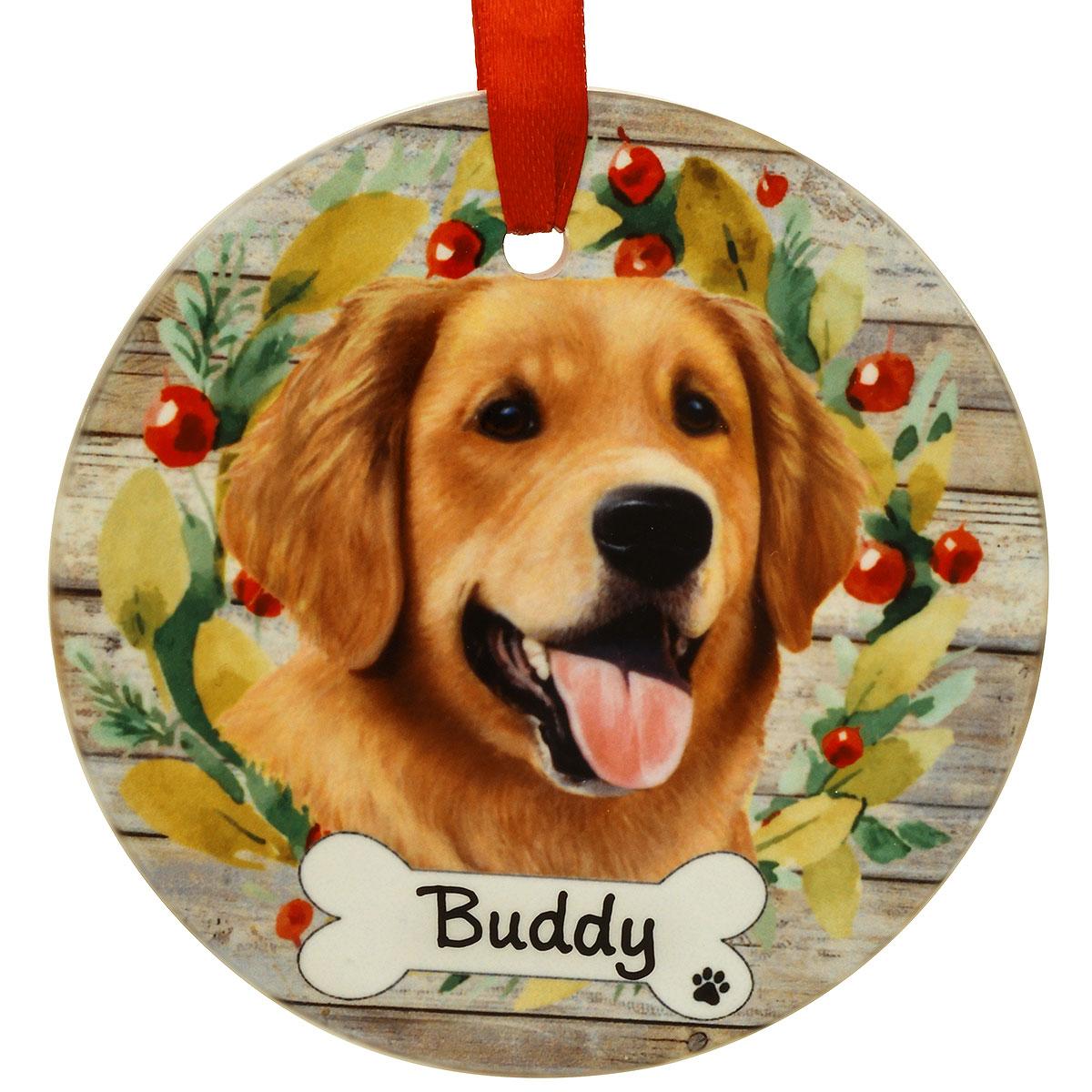 Personalized Golden Retriever Ceramic Ornament