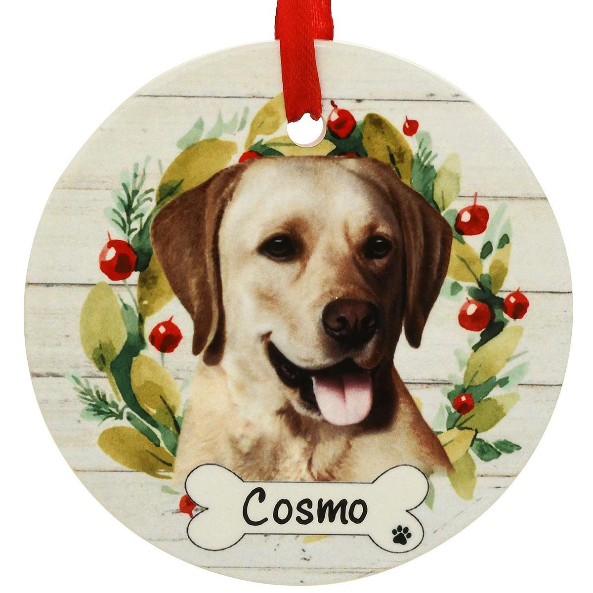 Personalized Golden Labrador Retriever Ceramic Ornament