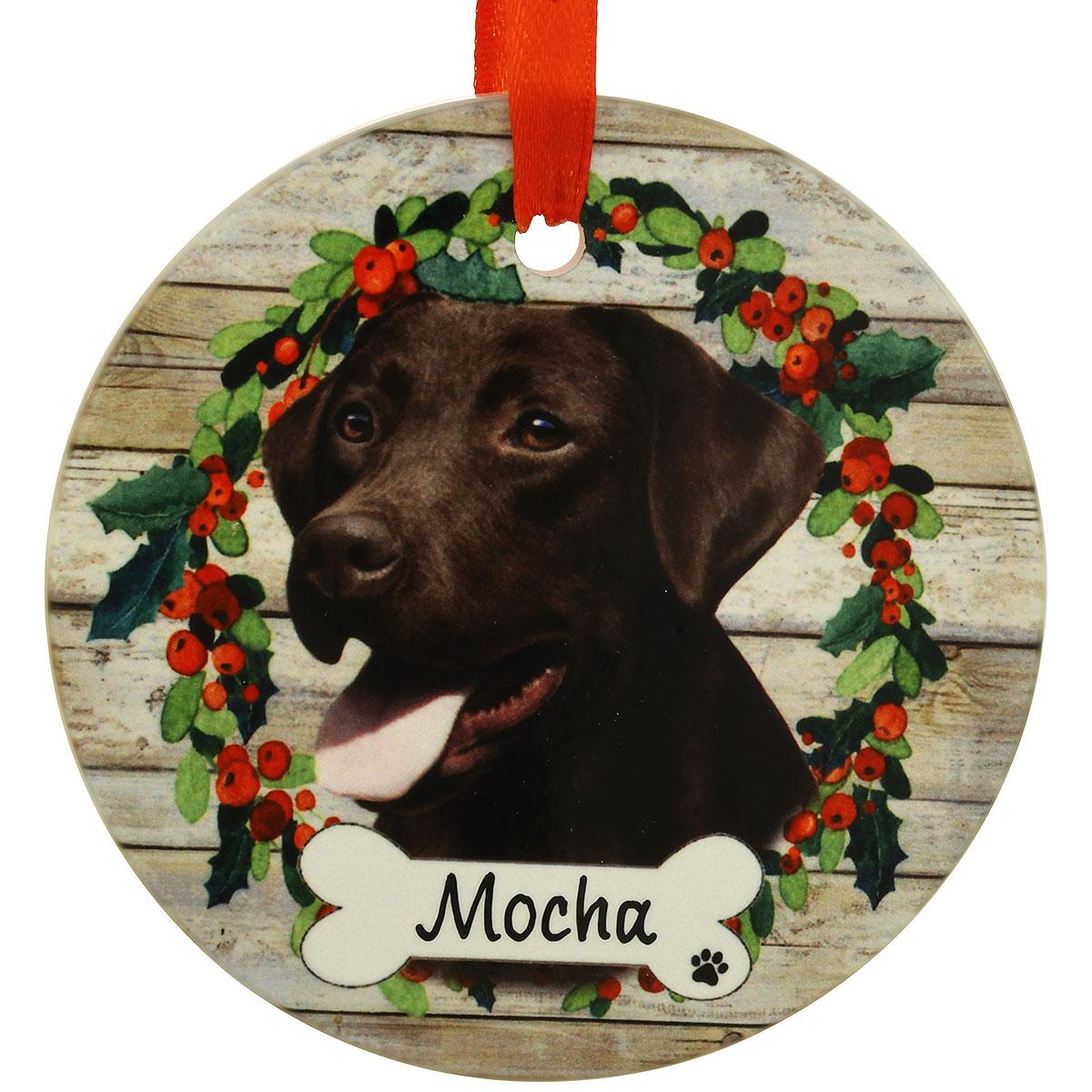 Personalized Chocolate Labrador Retriever Ceramic Ornament