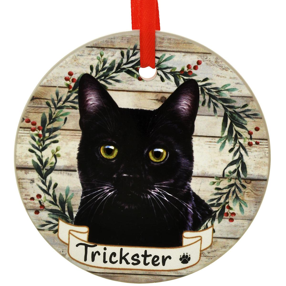 Personalized Black Tabby Ceramic Ornaments