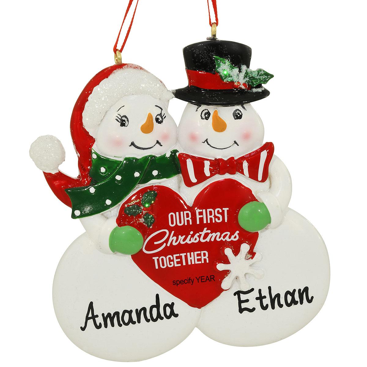Personalized Our First Christmas Together Snowmen Couple Ornament