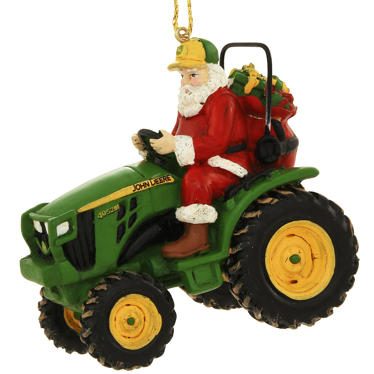 Santa On John Deer Lawn Mower Christmas Ornament