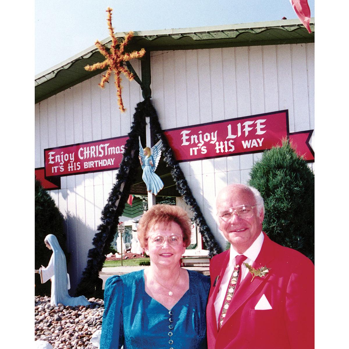 Wally And Irene Bronner In Front Of Bronner's Store Motto