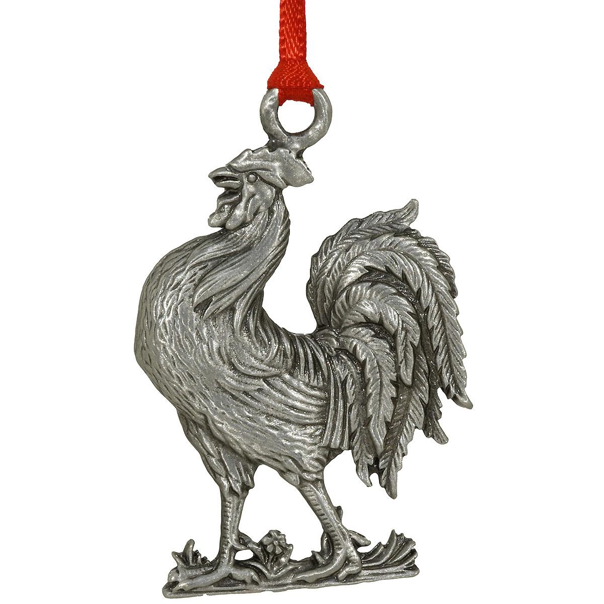 Rooster Pewter Metal Ornament