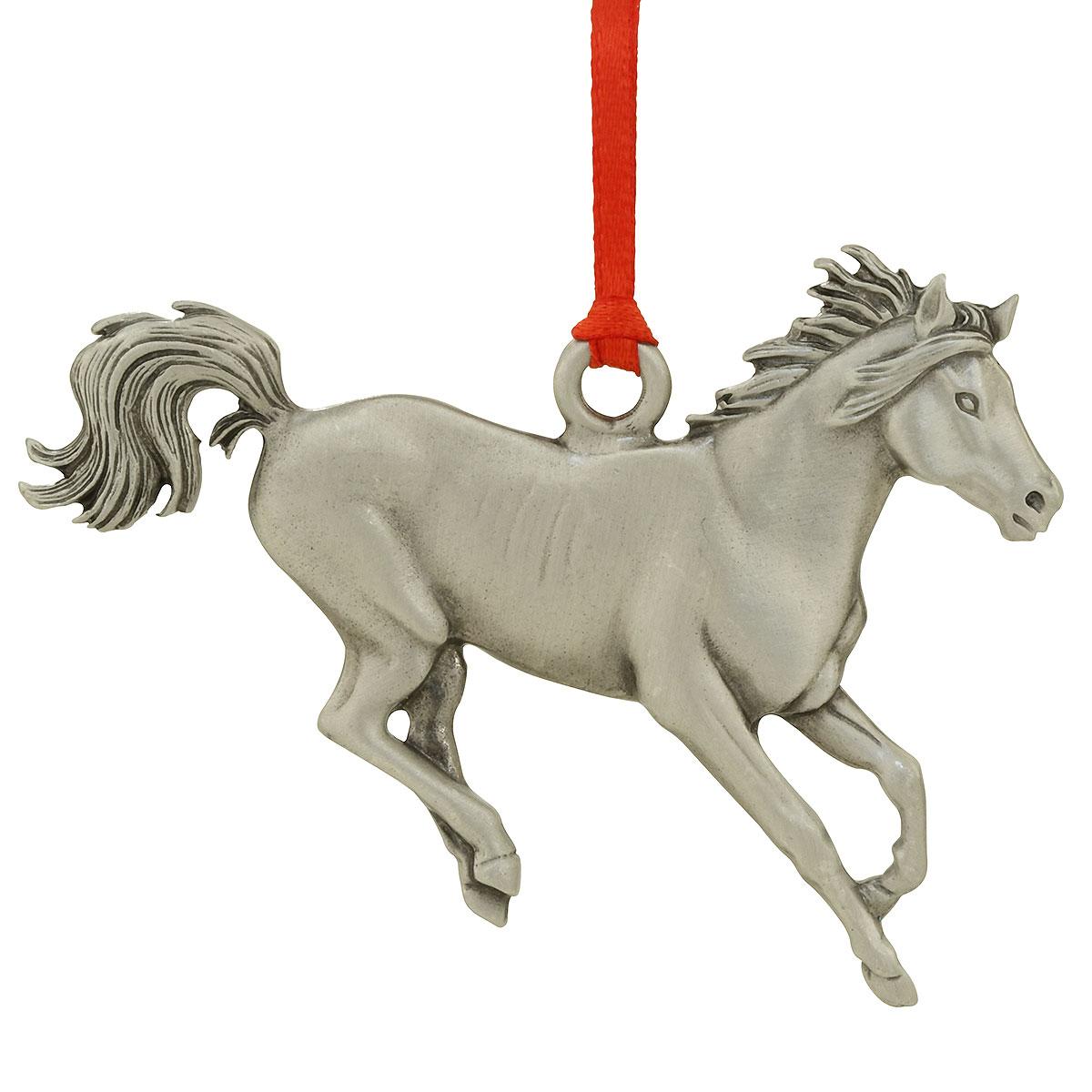 Horse Running Pewter Metal Ornament