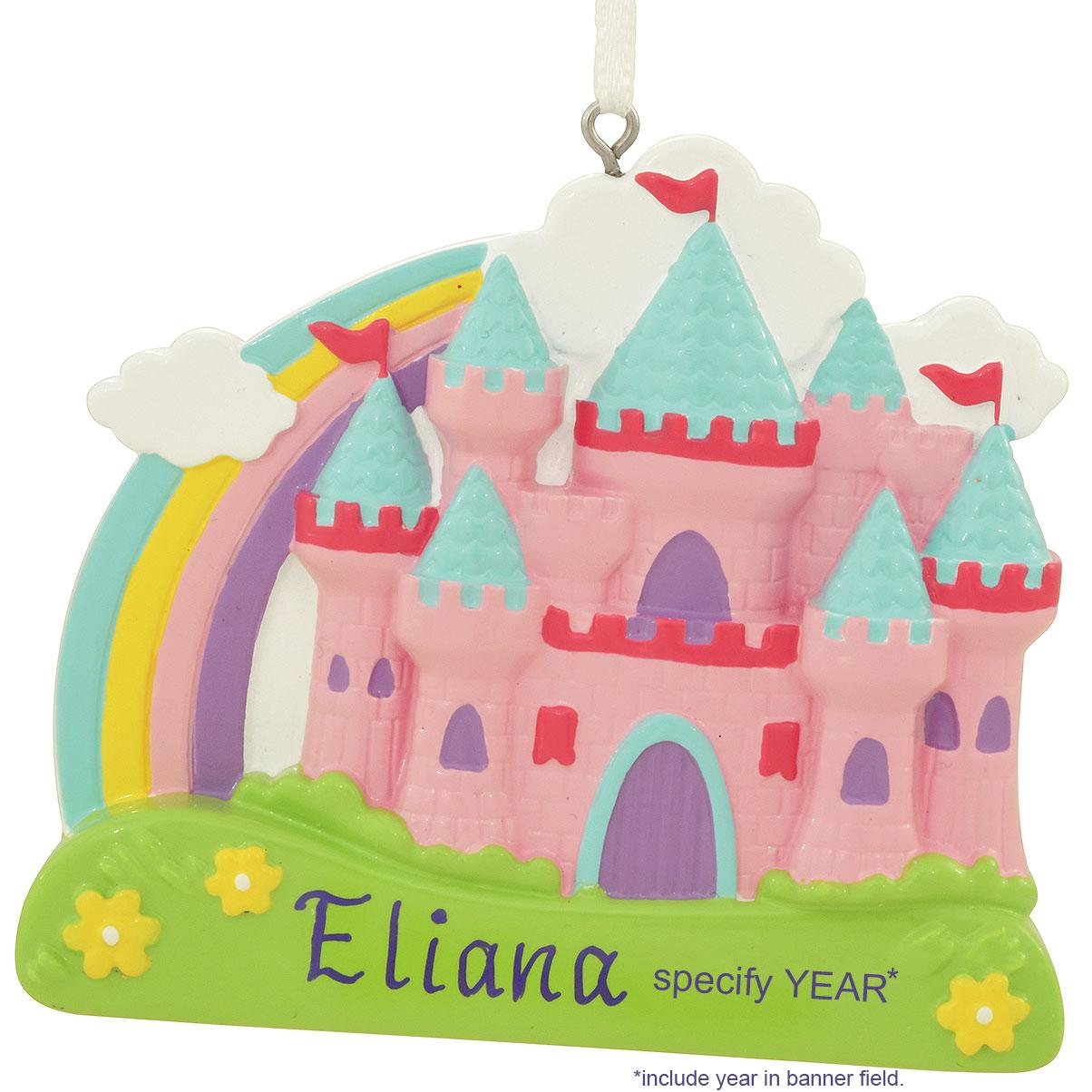 Personalized Princess Castle With Rainbow Ornament