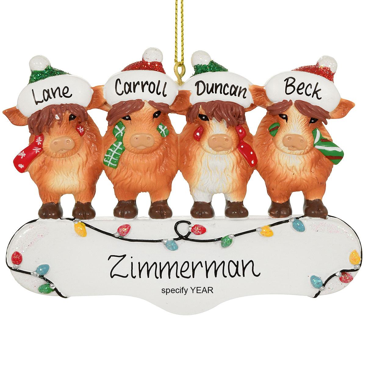 Personalized Highland Cow Family 4