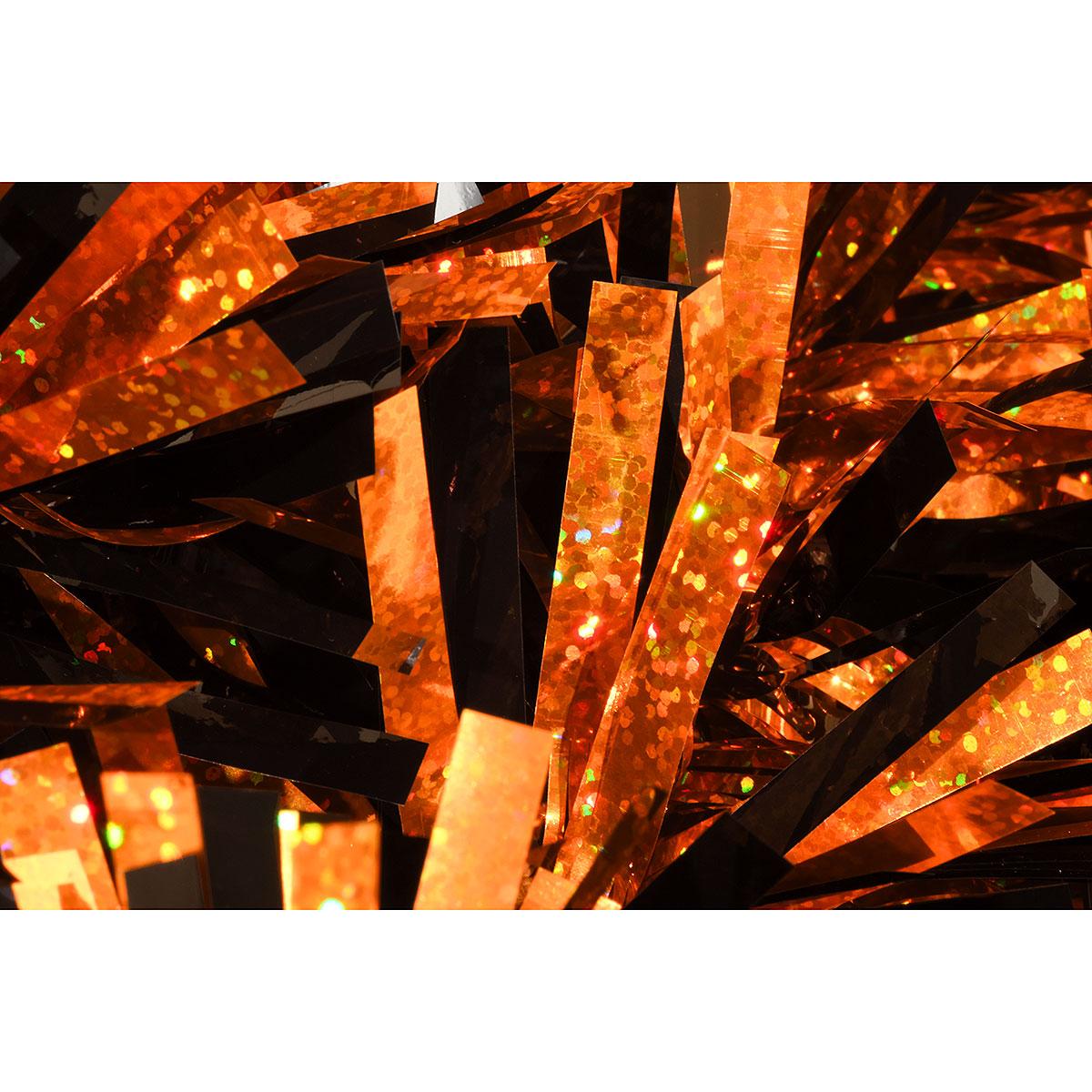 15' Black And Orange Holographic Halloween Tinsel Garland Detail