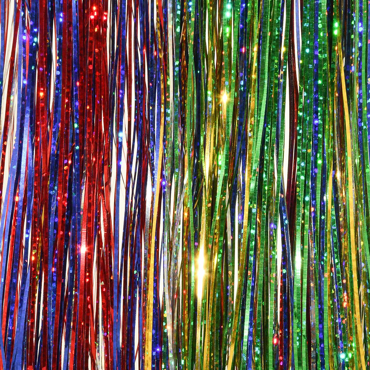 Multi-Colored Tinsel Icicle Strands