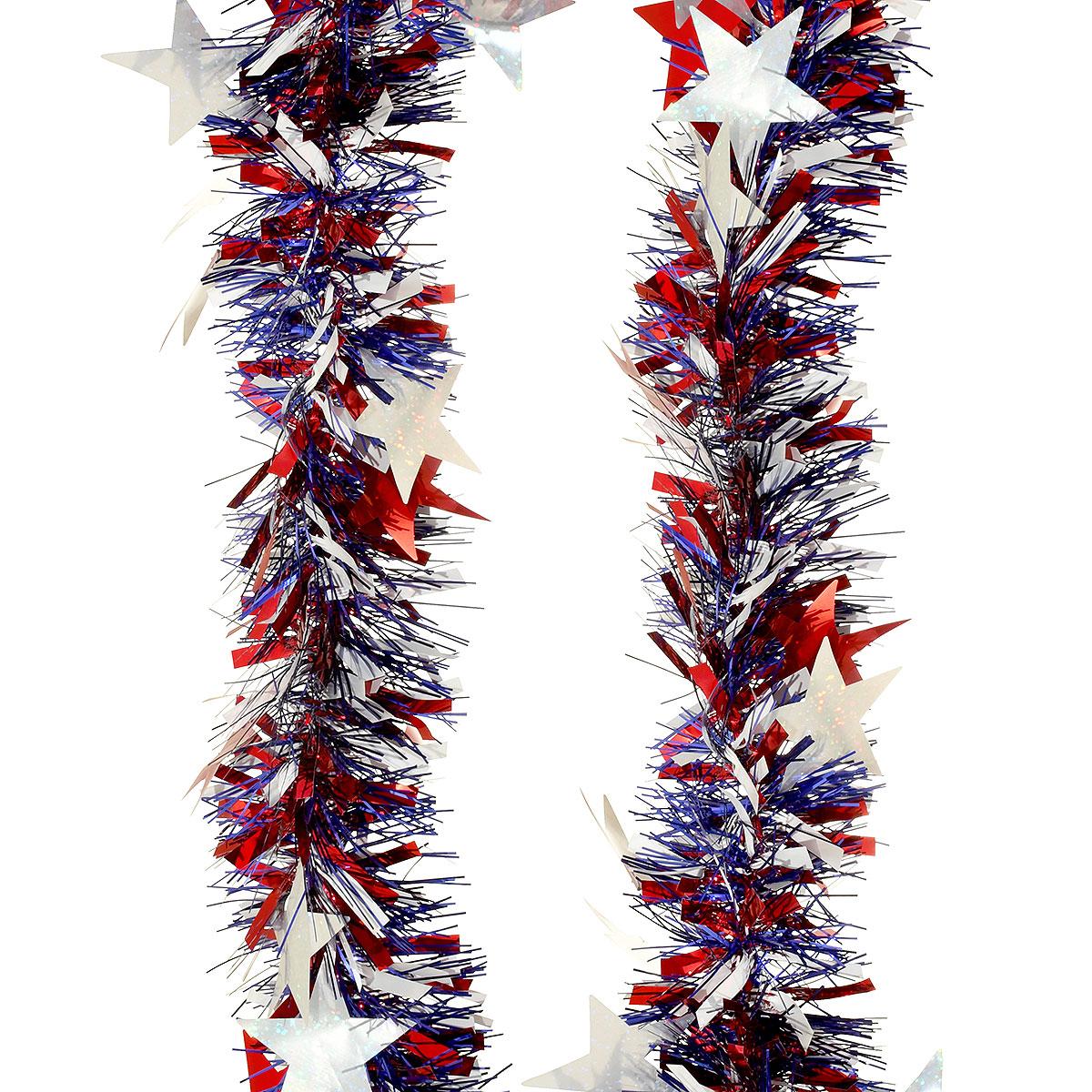 8' Patriotic Stars Tinsel Garland