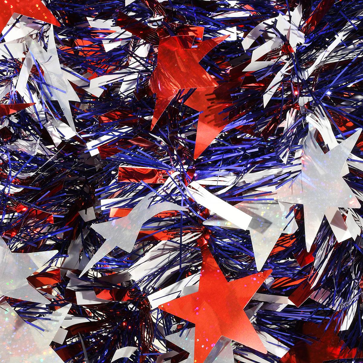 8' Patriotic Stars Tinsel Garland