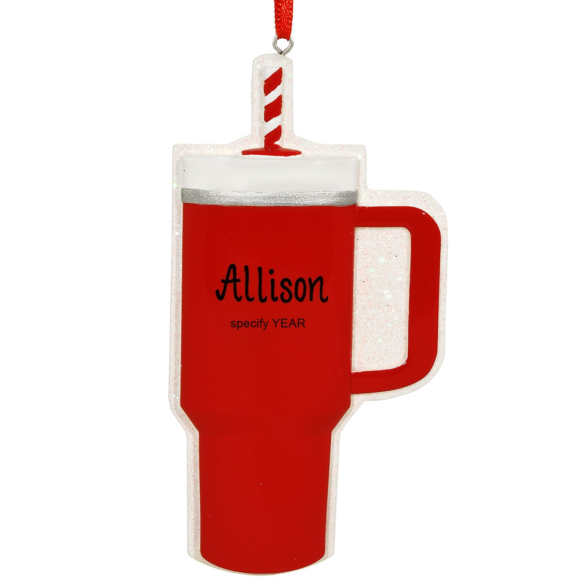 Personalized Red Travel Mug Ornament