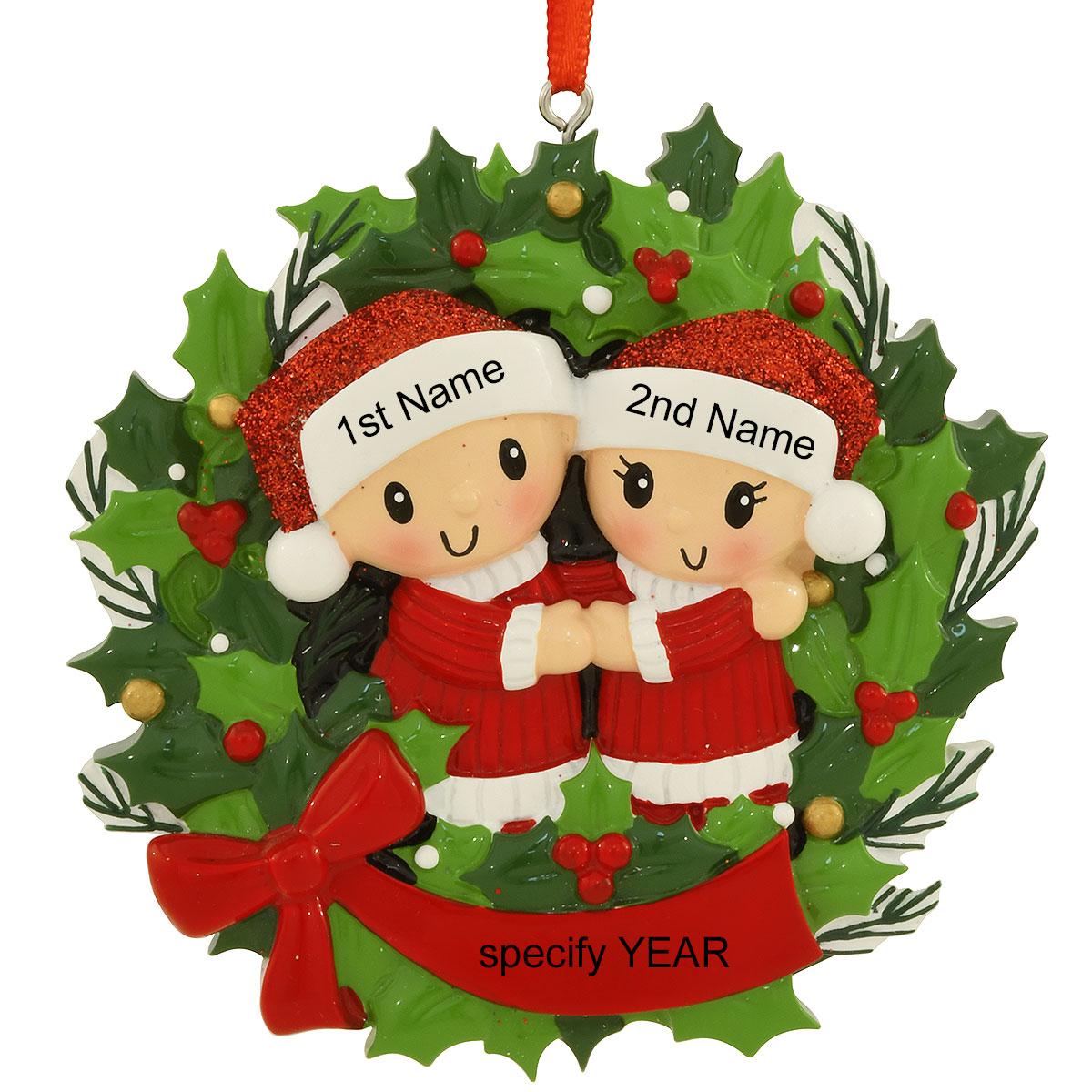 Personalized Wreath Couple Ornament