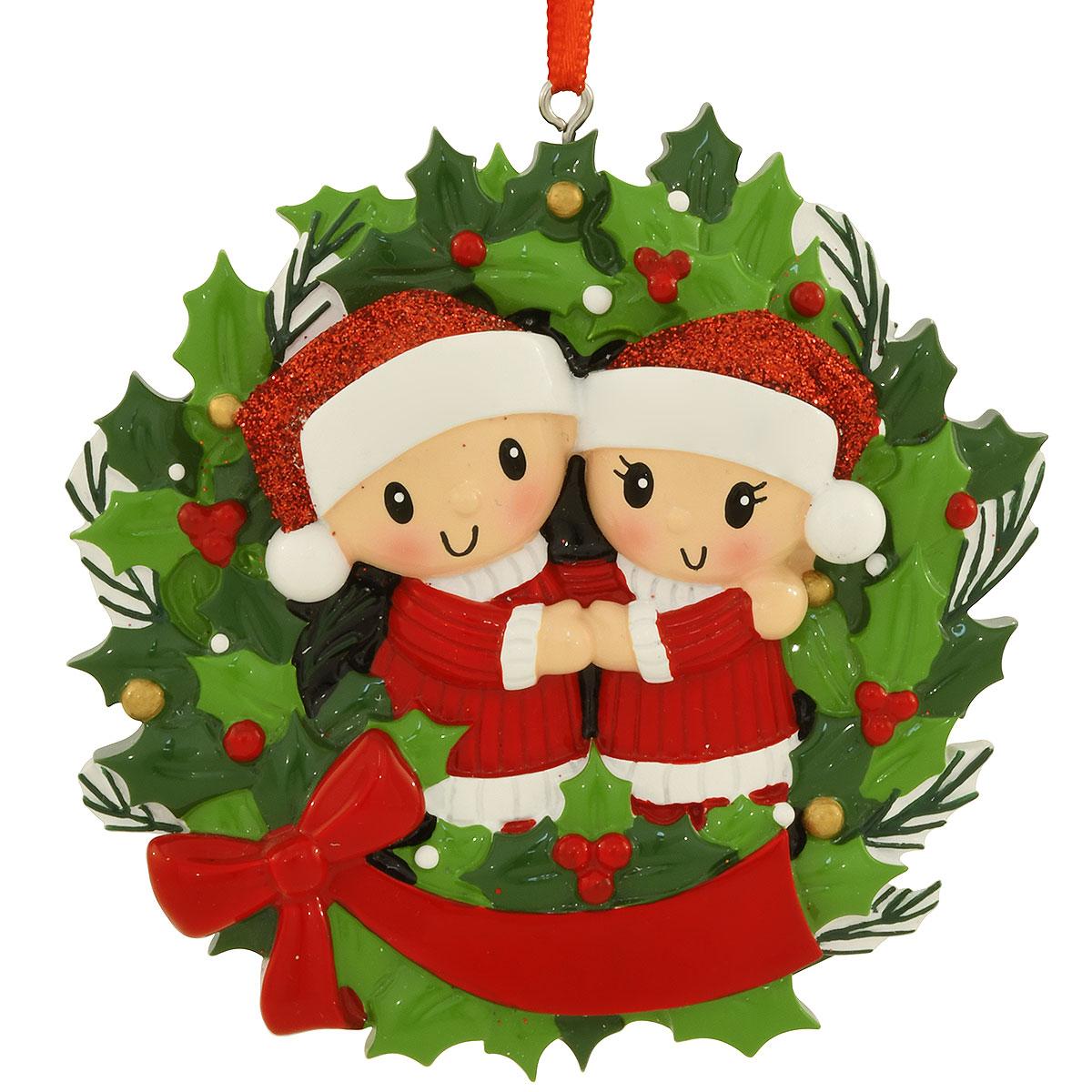 Personalized Wreath Couple Ornament