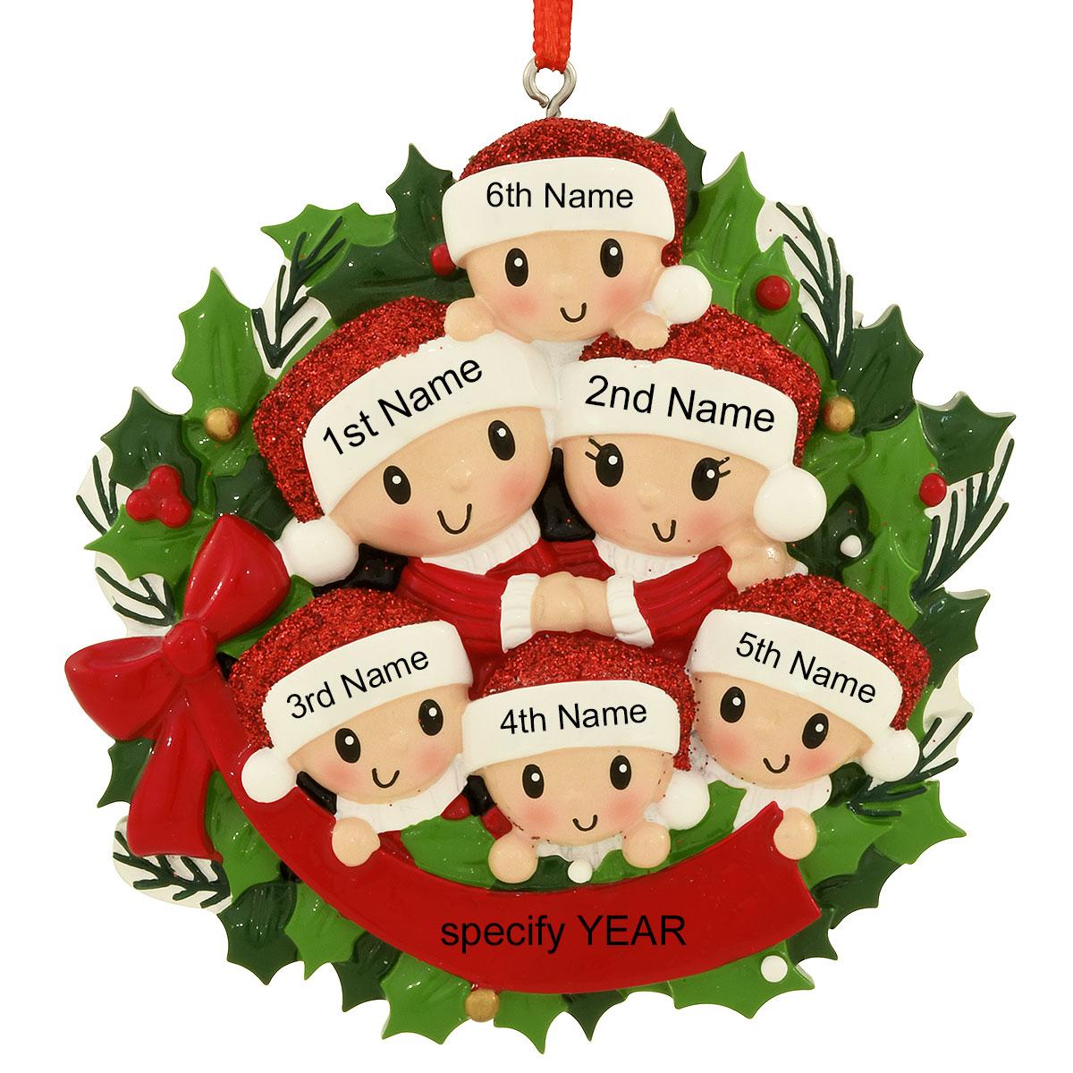 Personalized Family Of 6 In Wreath