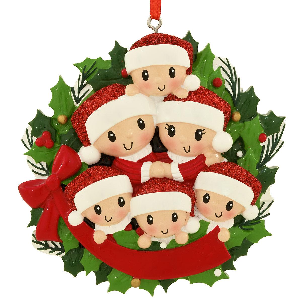 Personalized Family Of 6 In Wreath