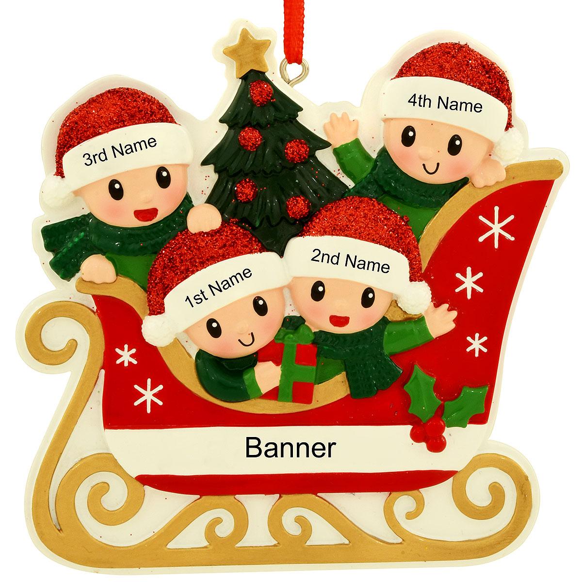 Personalized Family Of 4 In Sleigh