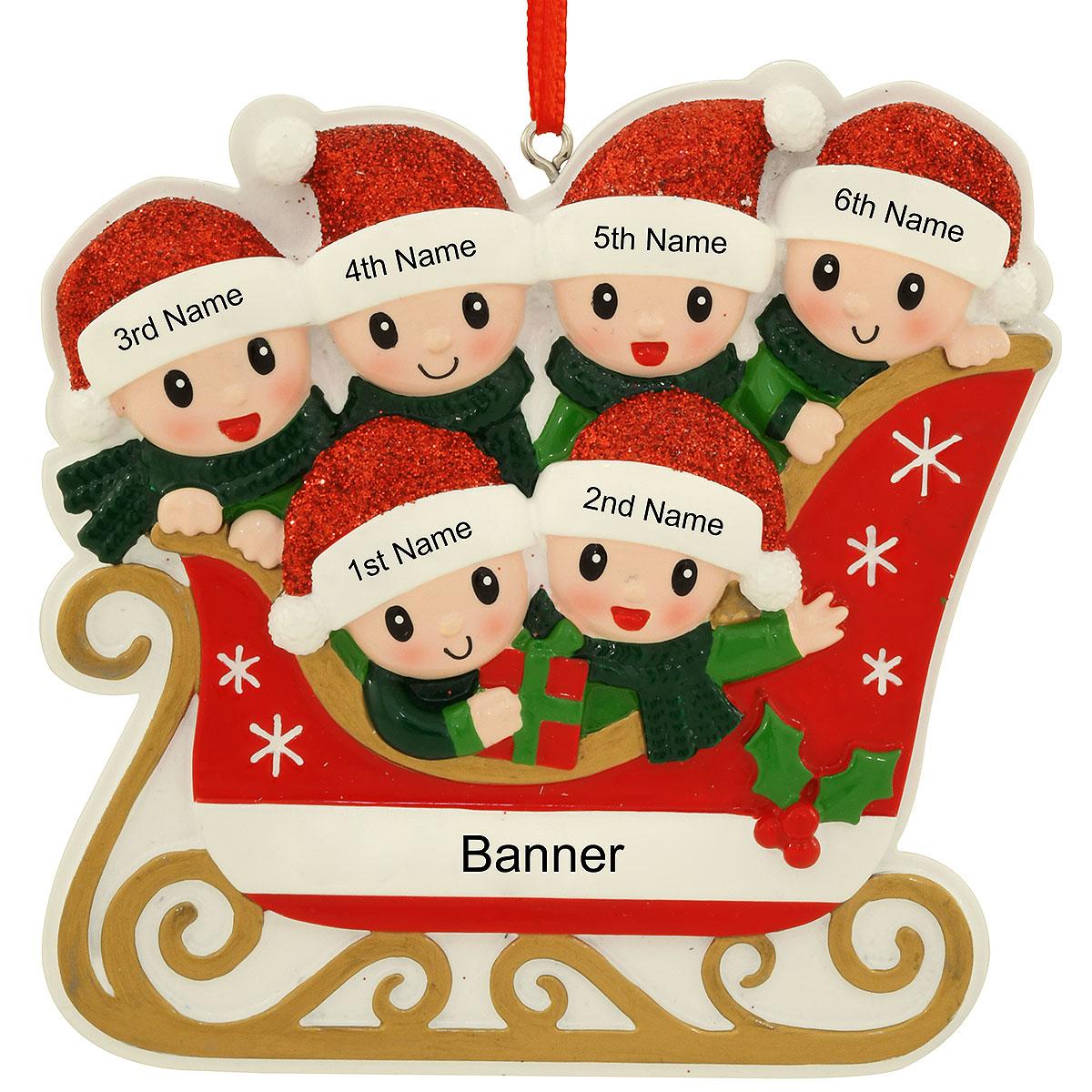 Personalized Family Of 6 In Sleigh