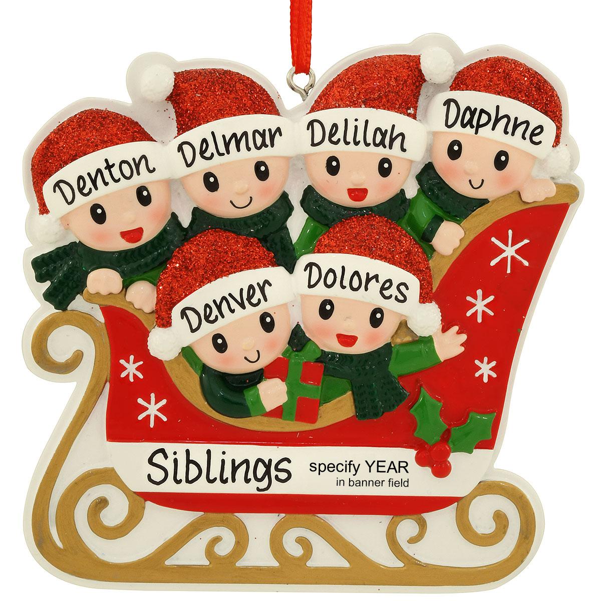 Personalized Family Of 6 In Sleigh