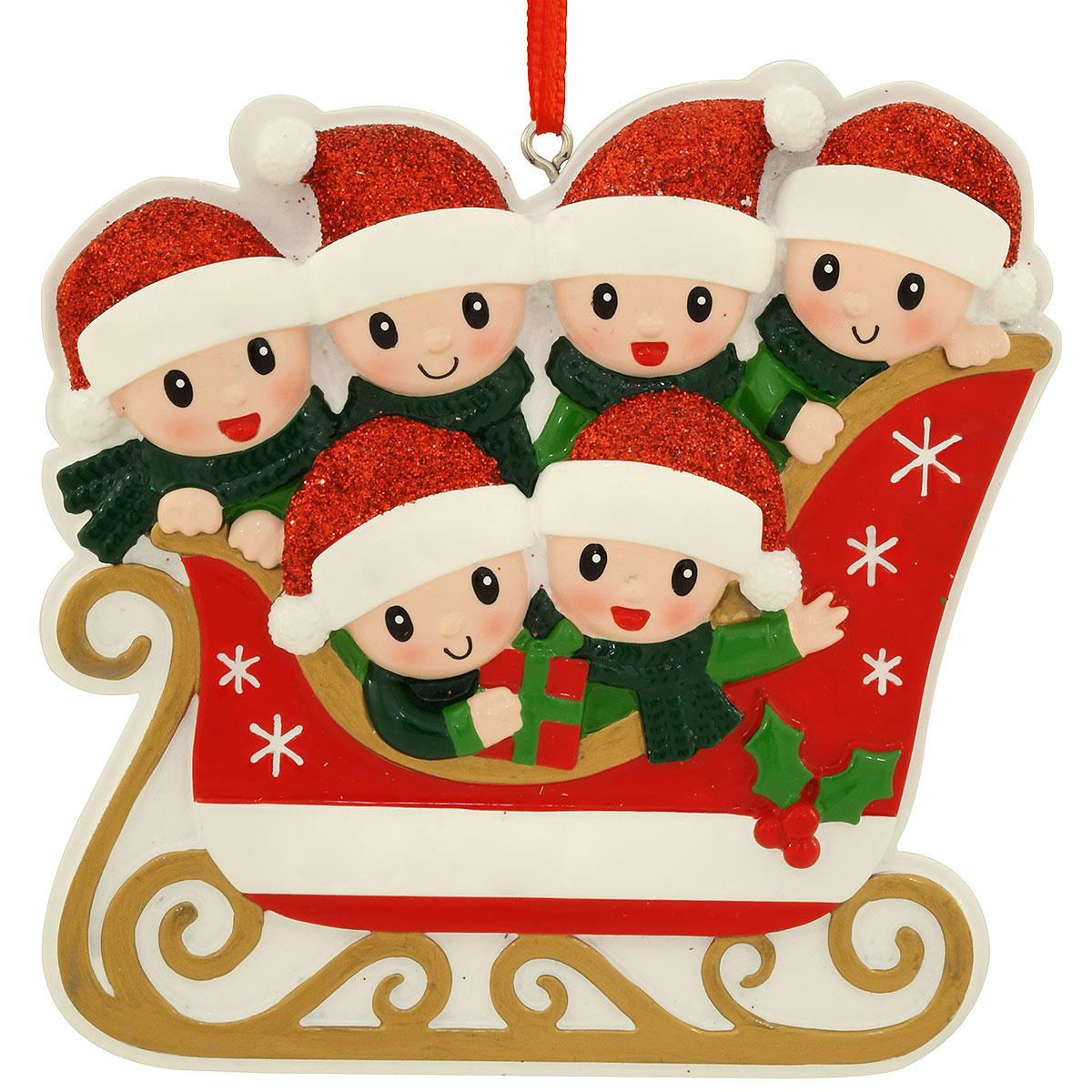Personalized Family Of 6 In Sleigh