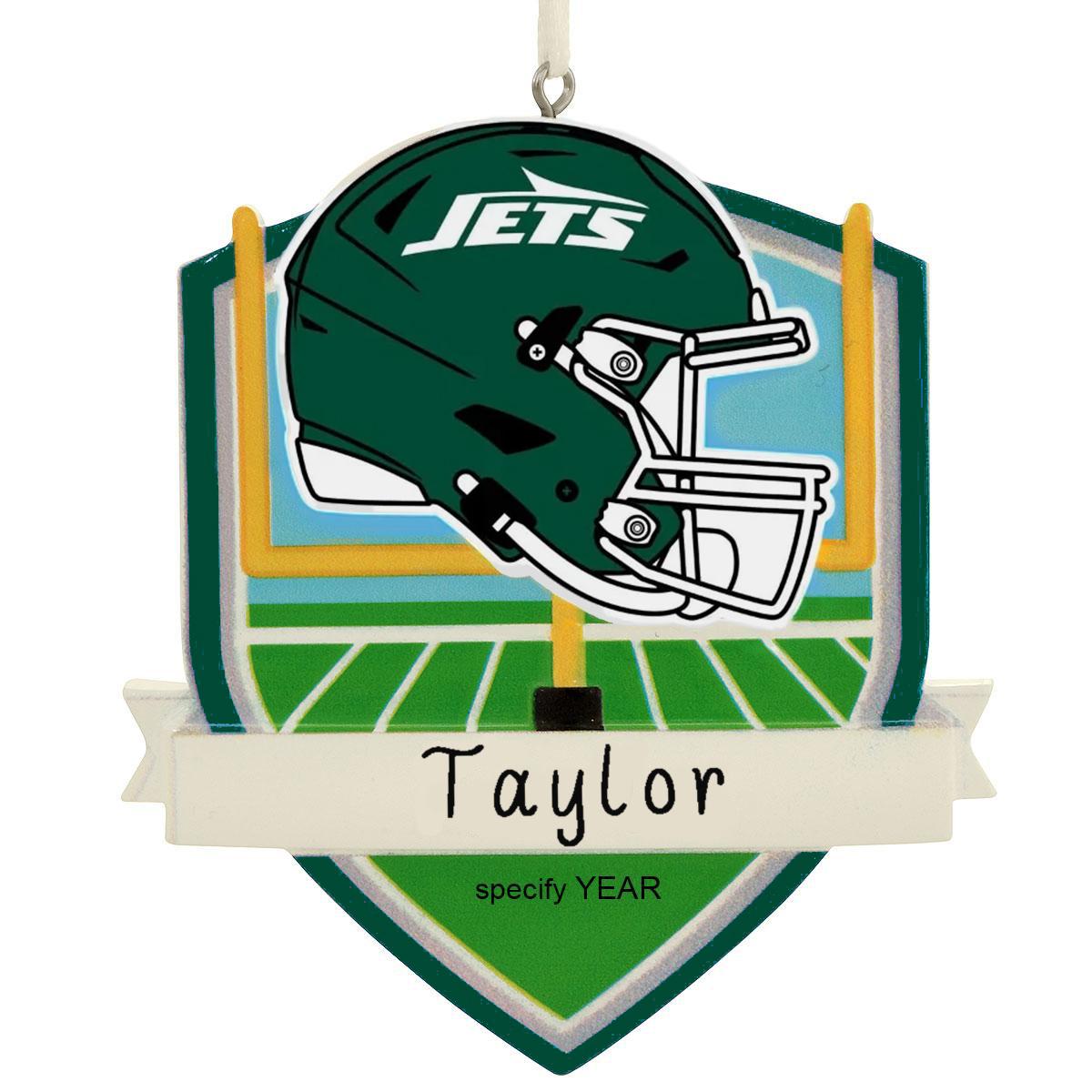 Personalized New York Jets Football Shield Resin Ornament