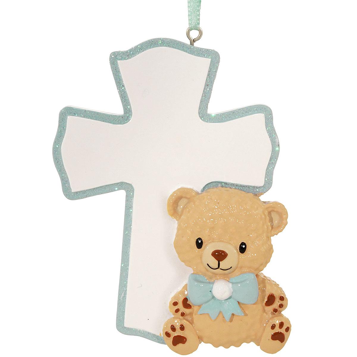 Personalized Bear Blue With Cross