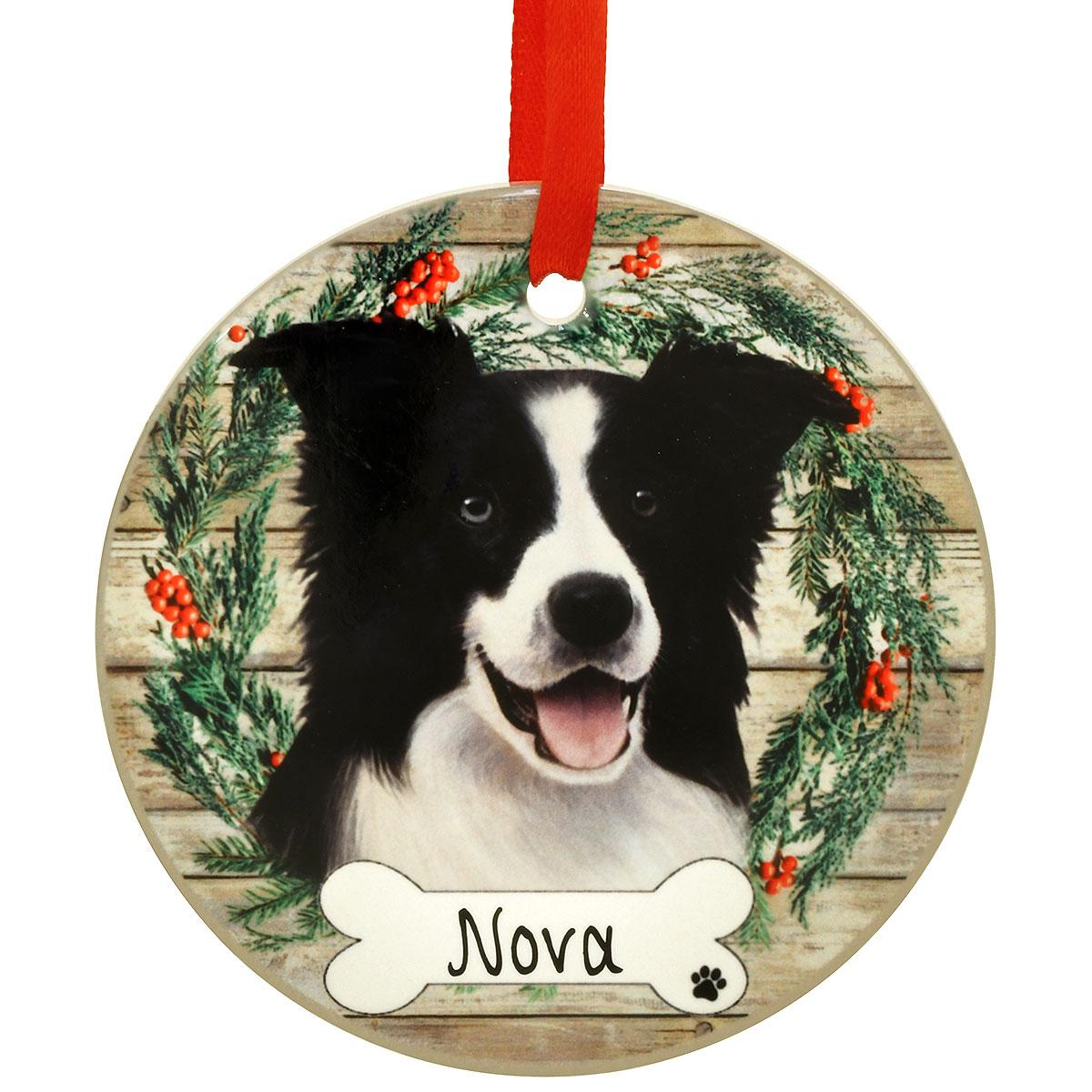 Border Collie Wreath Ornament