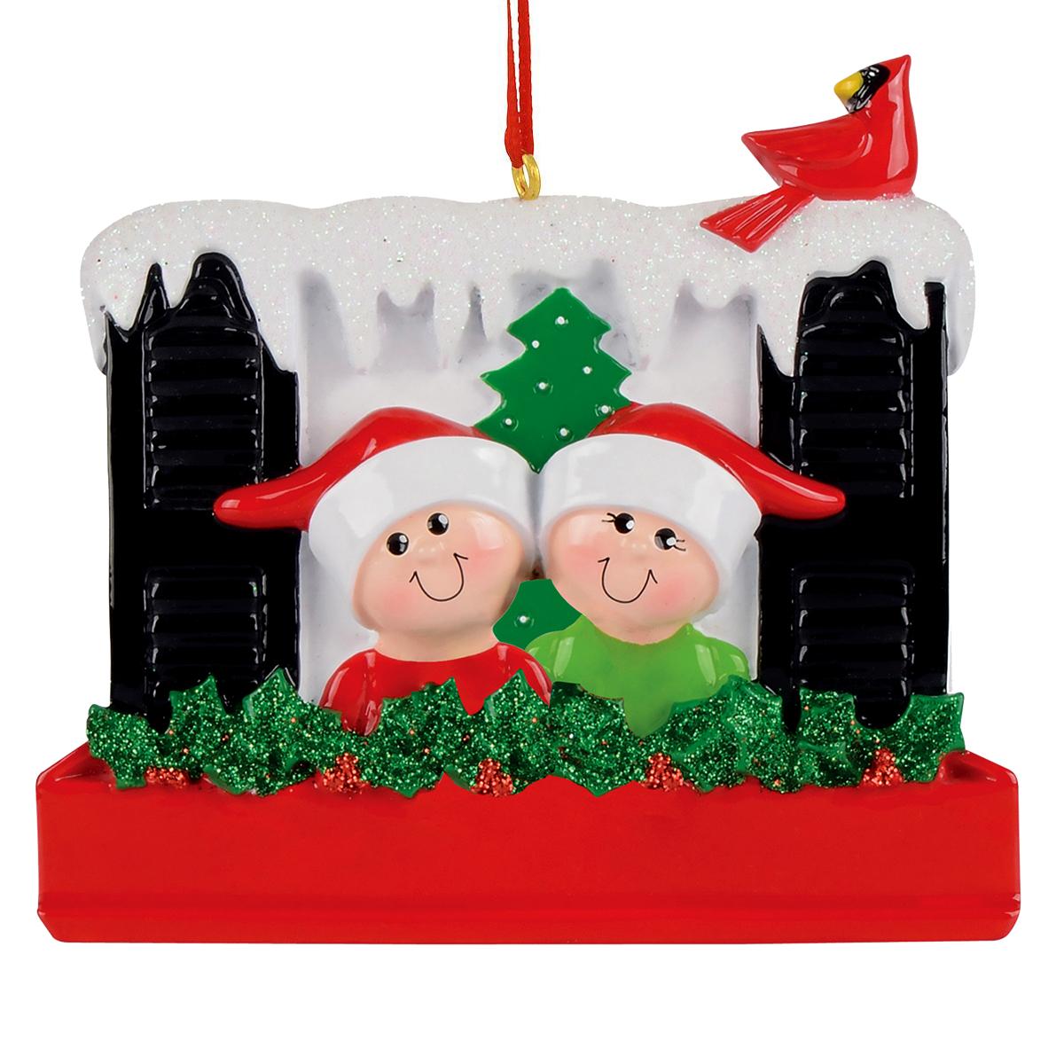 Personalized Window Family Of 2 Resin Ornament