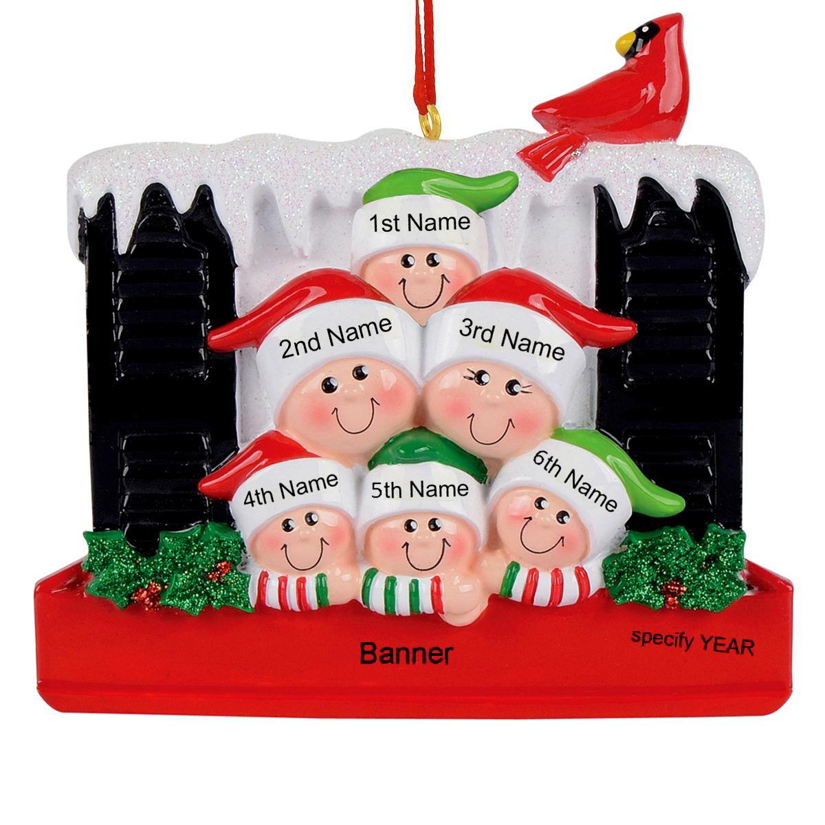 Personalized Window Family Of 6 Resin Ornament