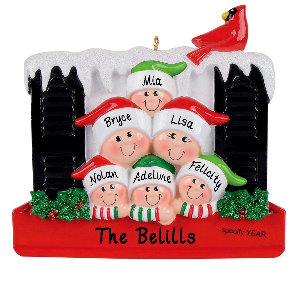 Personalized Window Family Of 6 Resin Ornament