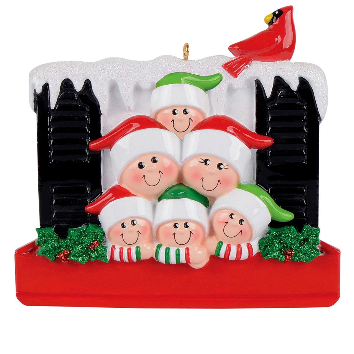 Personalized Window Family Of 6 Resin Ornament