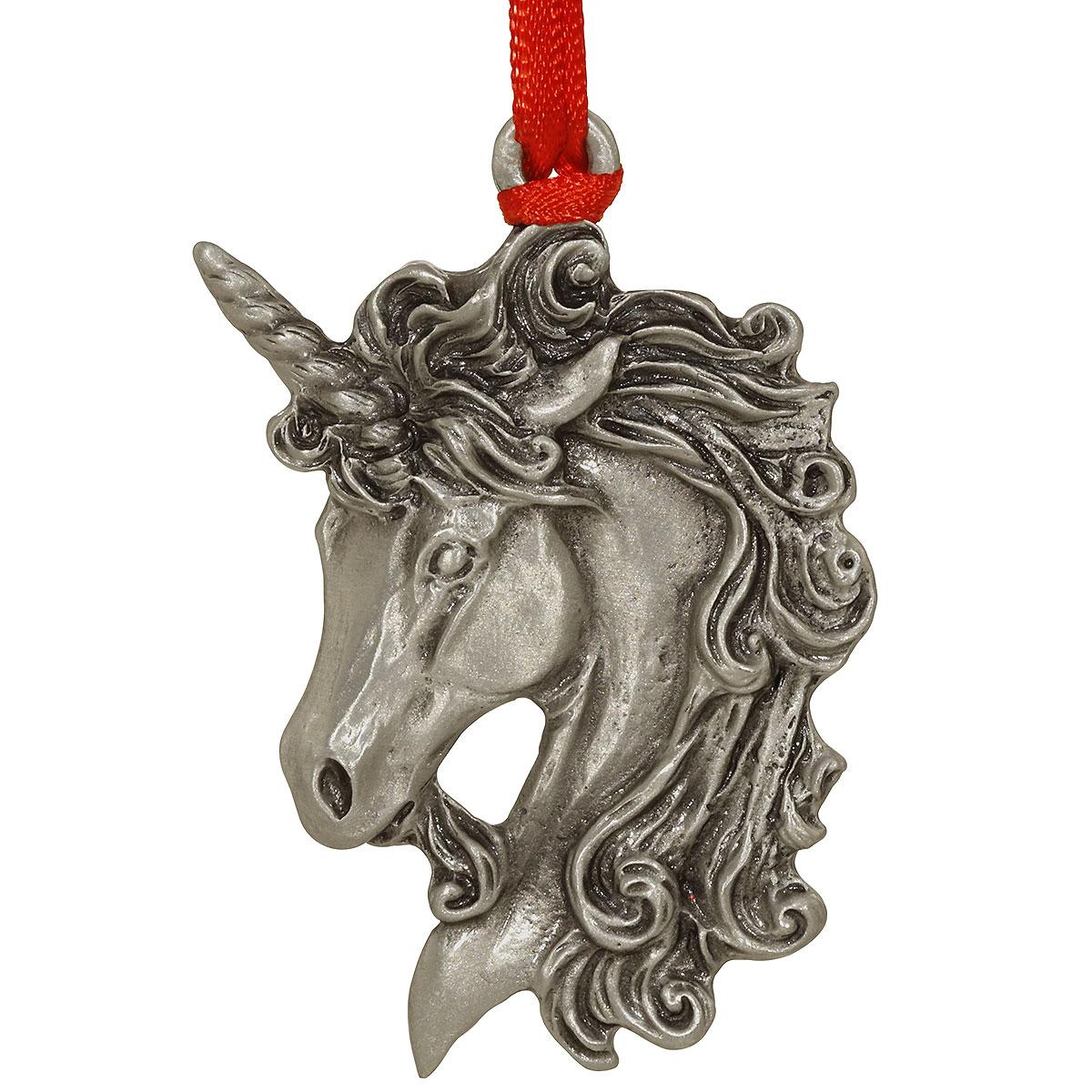 Unicorn Head Pewter Ornament