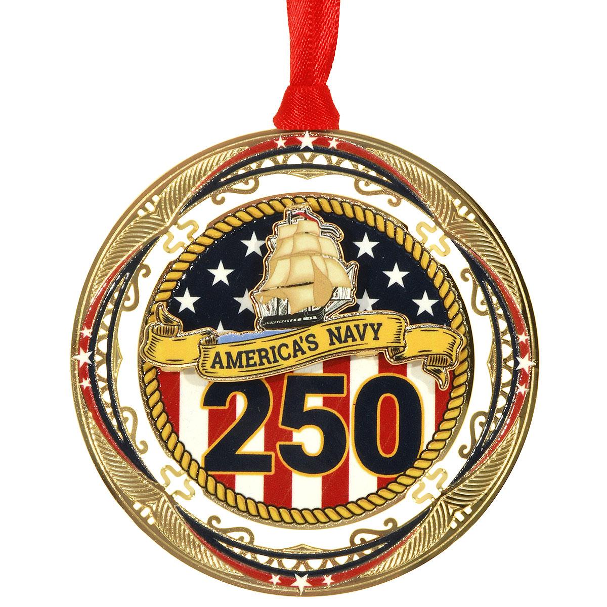 Navy 250th Anniversary Metal Orn