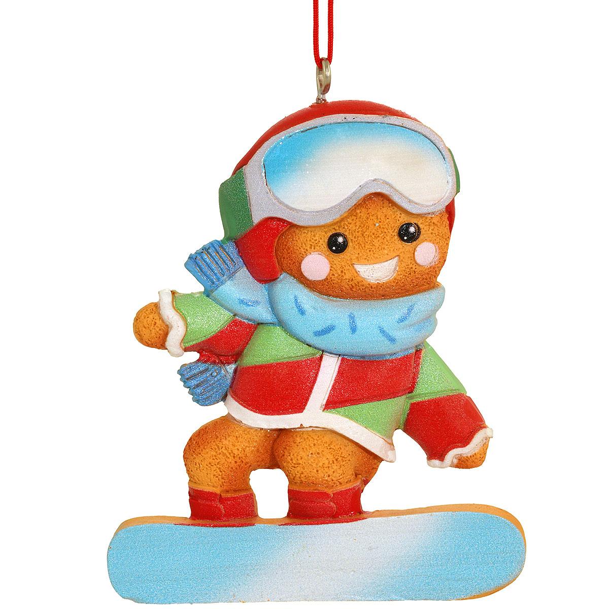 Gingerbread Snowboarding Resin Ornament