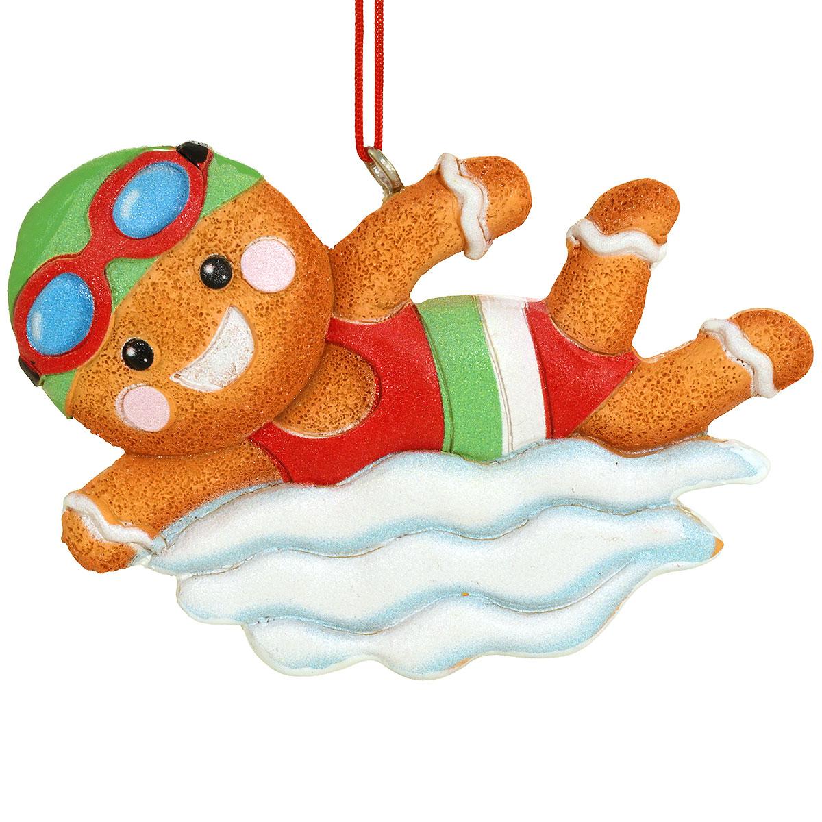 Gingerbread Swimming Resin Ornament