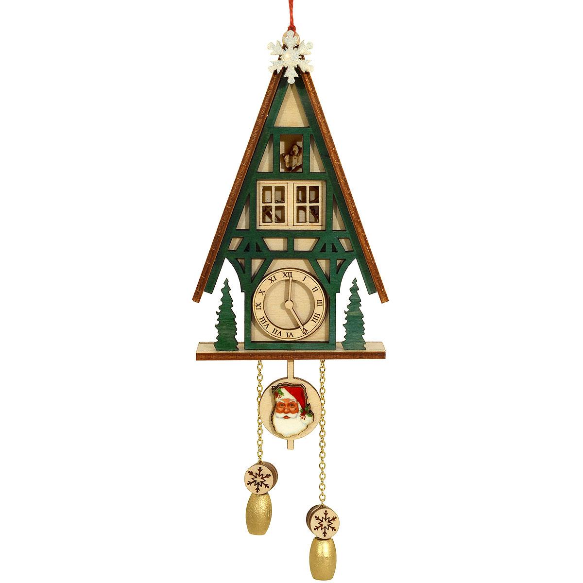 Green Cuckoo Clock Wood Ornament