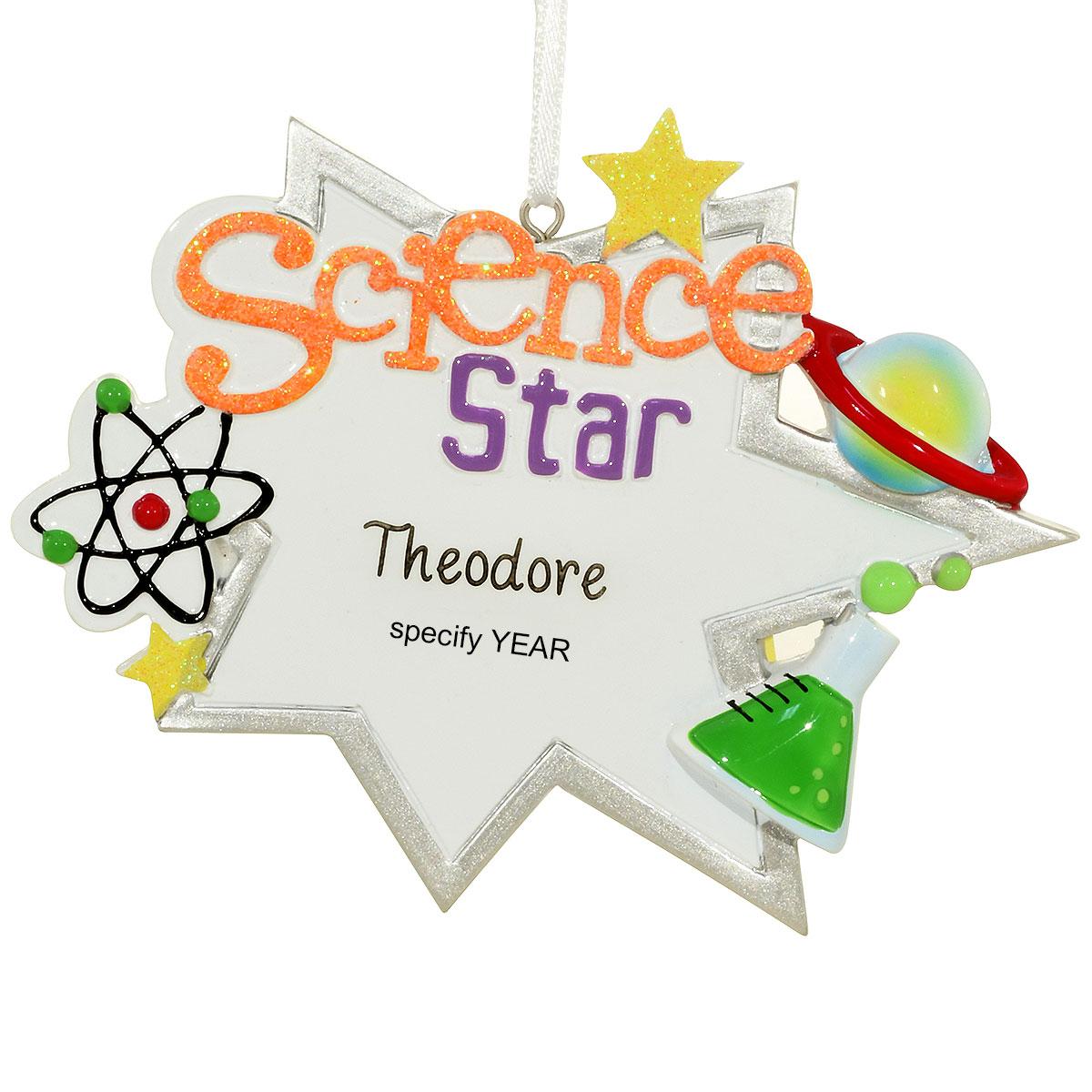 Engraved Science Star Ornament